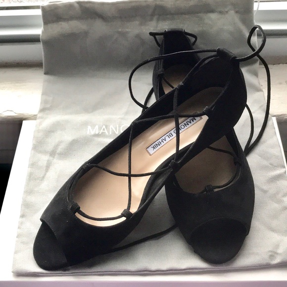 Manolo Blahnik aneska black suede.